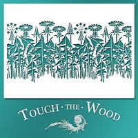 Shabby Chic Schablone Wildblumen Blumen Blauflasche | Kornblume Pusteblumen Muster Elegante Diy Wanddeko | Möbeldruck Transfer #090 von TouchTheWood