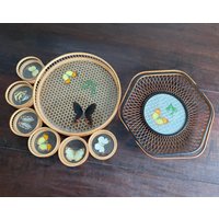 1 Tablett Und Korb Mit 6 Untersetzern Echten Gepressten Schmetterlingen, Bauernhaus Tischdeko, Shabby Vintage Chic, Servieren Kalter Getränke Im 1 Tablett Und Korb Mit 6 Untersetzern Echten Gepressten Schmetterlingen, Bauernhaus Tischdeko, Shabby Vintage Chic, Servieren Kalter Getränke Im von ToughToFind