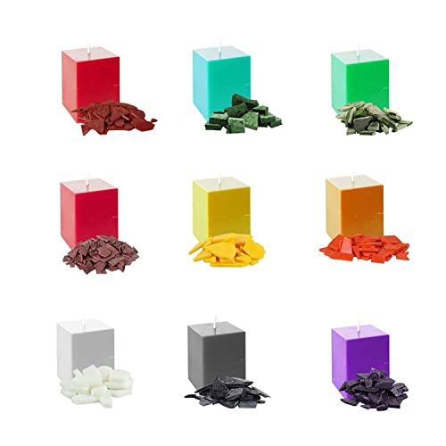 Kerzenfärbemittel, Wachsfarbe für Kerzen, 9 Farben, Pigmentfarbe für Kerzen, Pigment, Wachs, Farbchips aus Wachs für DIY Kerzenherstellung von Buosha