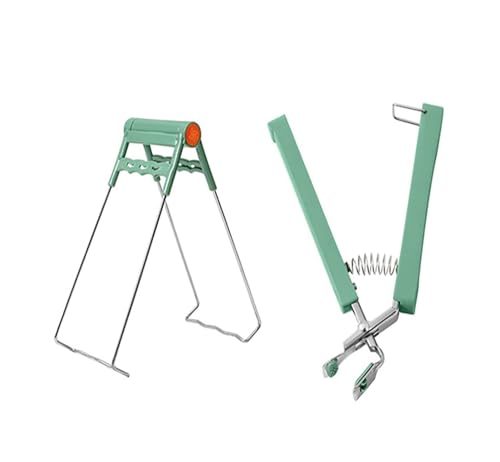 Retriever Zange, SchüSsel Clip Greifer, Zange Edelstahl Küche Set, Anti-Hot Dish Gripper, Retriever Zange Clip, Zange Edelstahl rutschfeste für Moving Plate Schalen Tray Topf Mikrowelle (Grün) von Toulifly