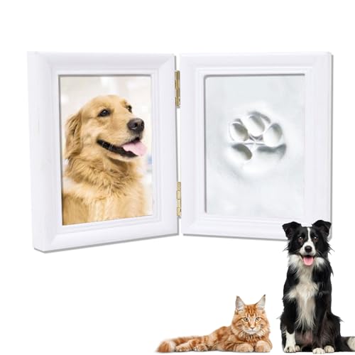 Toulifly Pfotenabdruck Set Hund und Katze, DIY Pfotenabdruck Set, 3D Holz Bilderrahmen Pfotenabdruck, Pet Pawprints Bilderrahmen, Erinnerungsfotorahmen als Geschenk für Hunde oder Katzenbesitzer von Toulifly