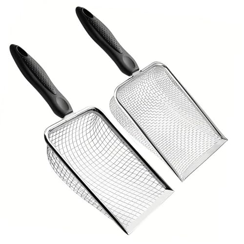 Gartensieb Set 2 Stück, Gartensand Kompostsieb mit Griff, Edelstahlmaterial (Schaufel mit 3,8 mm und 5 mm Netz) Tragbares Steinsieb, ideal für Sand, Felsen, Schmutz, Kompost von TourKing