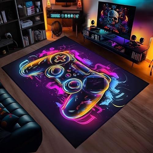 TourKing Gaming-Teppich, Neon, Game-Controller-Muster, 80 x 120 cm von TourKing