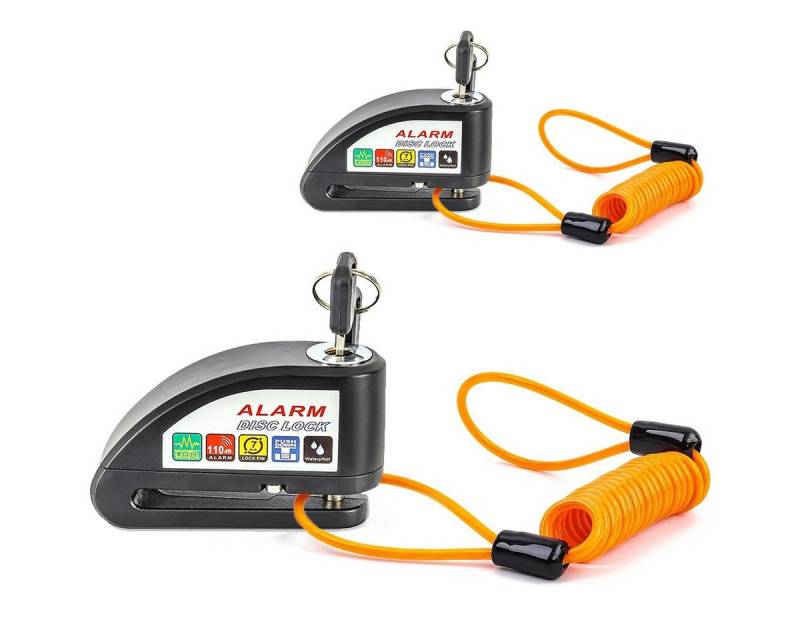 Tourtecs Sitzbank 2x Bremsscheibenschloss Alarm Erinnerungskabel Diebstahlschutz 110dB s von Tourtecs