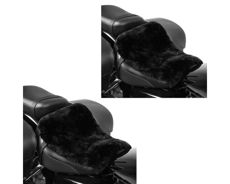 Tourtecs Sitzbank 2x Sitzkissen Lammfell # Sitzbezug 46x30 cm in schwarz Spar-Set von Tourtecs