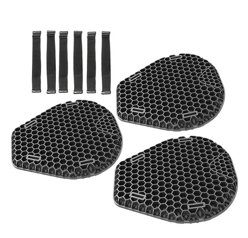 Tourtecs Sitzbank 3er-Set Motorrad Sitzkissen Gel TPE / Gelkissen M AC2 schwarz von Tourtecs