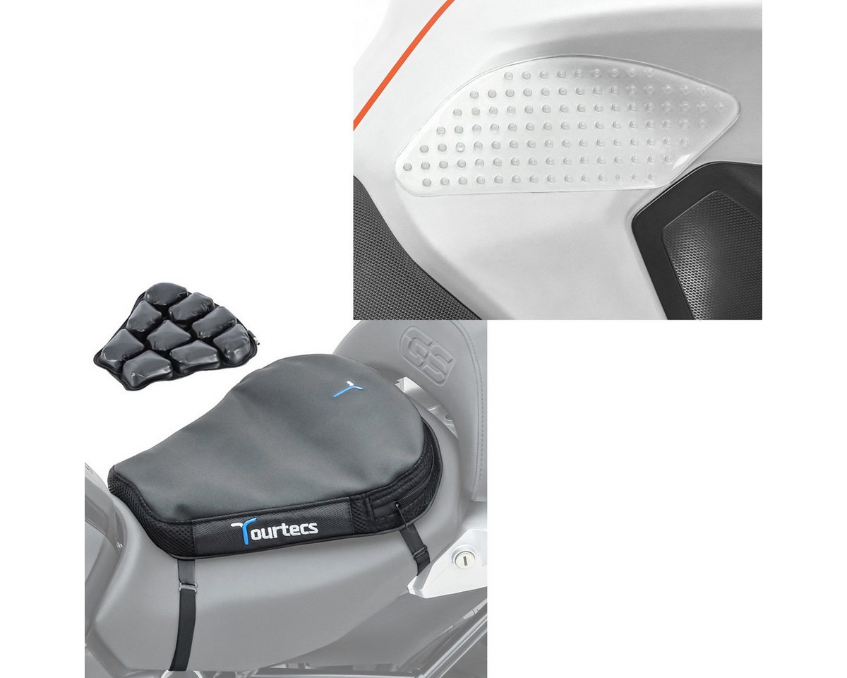 Tourtecs Sitzbank Set: Motorrad Luftkissen Air Deluxe M Komfort Sitzkissen sw # mit Seit von Tourtecs