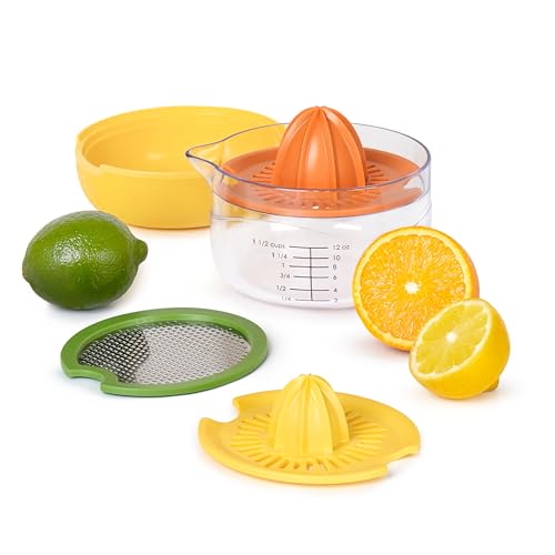 Tovolo All-in-1 Zitruspresse und Zester Set, Weiß & Gelb - Manuelle Entsafter mit Messbecher, Dual Reibahlen, BPA-frei, Spülmaschinenfest, Kompakte Aufbewahrung Tovolo All-in-1 Zitruspresse und Zester Set, Weiß & Gelb - Manuelle Entsafter mit Messbecher, Dual Reibahlen, BPA-frei, Spülmaschinenfest, Kompakte Aufbewahrung von Tovolo