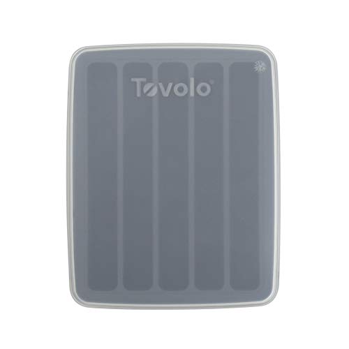 Tovolo Water Cube Silikon schmale Eisform Gefrierschrank Tray macht 5 Frozen Slim Rod Sticks für Sport, Bottled Soda & Betränke, Inklusive Deckelabdeckung zum Stapeln, 1 EA, Anthrazit von Tovolo