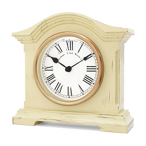 Towcester Clock Works Co. Falkenburg Kaminuhr, Kunststoff, Cremefarben im Used-Look, Einheitsgröße von Towcester Clock Works Co.