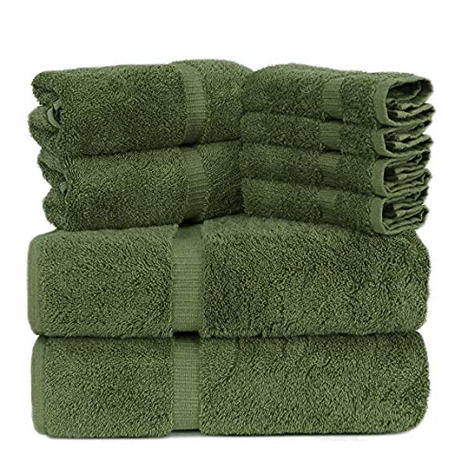 Towel Bazaar Türkische Handtücher aus Premium-Baumwolle, superweich und saugfähig, 8-teiliges Handtuch-Set, Moosgrün Towel Bazaar Türkische Handtücher aus Premium-Baumwolle, superweich und saugfähig, 8-teiliges Handtuch-Set, Moosgrün von Towel Bazaar