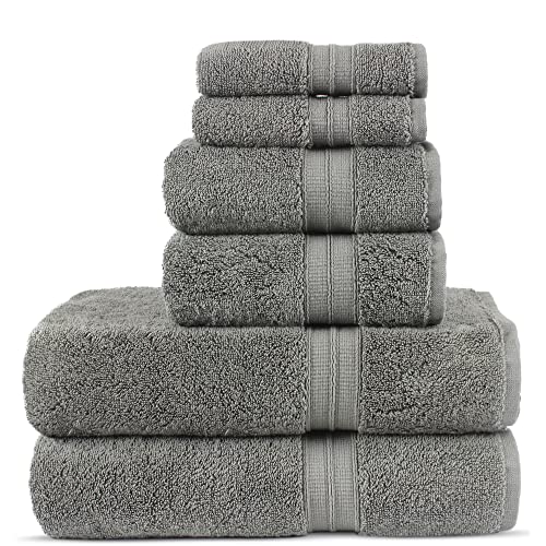 Towel Bazaar Türkische Handtücher aus weicher und saugfähiger Premium-Baumwolle (grau, 6-teiliges Handtuch-Set) von Towel Bazaar