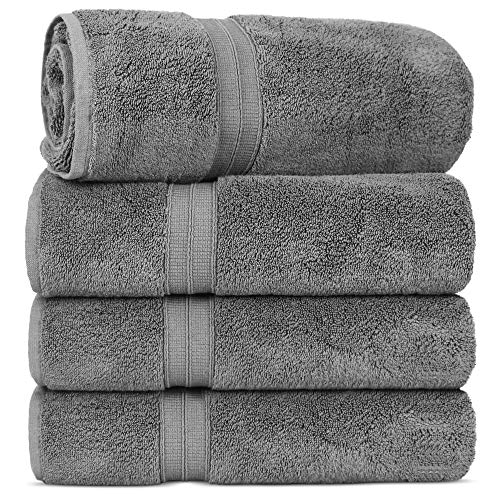 Towel Bazaar Weiche und saugfähige Premium Baumwolle türkische Handtücher (grau, 4-teilige Badetücher) von Towel Bazaar