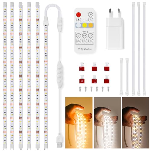 Towisituati LED Unterbauleuchte mit Schalter,6 * 50cm LED Unterschrank Beleuchtung küche,Warmweiß küchenunterbauleuchte für TV,Schrank,Vitrinen,Schreibtisch,3000K-6000K [Energieklasse F] von Towisituati