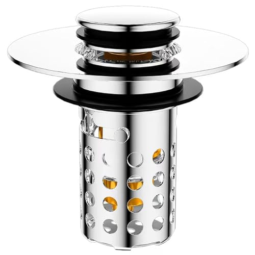 3-in-1 Waschbeckenstöpsel, für Waschtisch/Waschbecken Pop-Up Click Clack Ventil - Universal abflussstopfen mit abnehmbarem Edelstahl sieb, Pop-Up Abflusssieb Stöpsel von TownTop