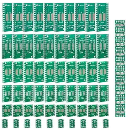 Towviy 70 Stück Doppelseitig Lochrasterplatte Kit PCB Universal Board Leiterplatte Platine Streifenrasterplatine PCB Prototype Board mit 7 Module (SOP8 SOP10 SOP14 SOP16 SOP20 SOP24 SOP28) von Towviy