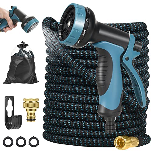 Towwoo Flexibler Gartenschlauch, 45M/150FT Gartenschlauch Wasserschlauch mit 10 Funktionen Sprühdüse, 3/4" 1/2" Anschlüssen, Doppelschicht-Latex, Verschraubungen aus hochwertigem Messing von Towwoo