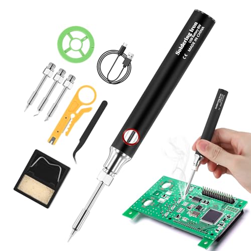 Towwoo USB Lötkolben, Lötkolben Akku mit 3 Lötspitzen und Abdeckung, 330-450°C Wiederaufladbarer Schnellheiz Lötstift, Tragbarer Elektrisches Lötkolben, Professionelles Wireless Soldering Iron von Towwoo