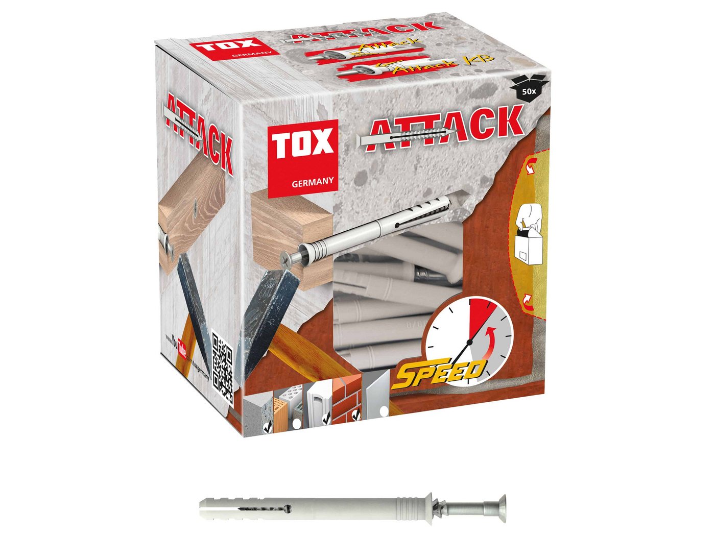 Tox Dübel-Set TOX Nageldübel Attack, 6x35 mm, 50 Stück von Tox