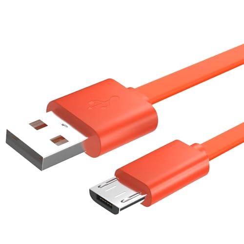 Toxaoii Micro USB Ladekabel, flaches Design, Stromkabel, kompatibel mit JBL Flip4 Flip3 Charge2+ Charge3 Pulse2 Pulse3 Clip2 Lautsprecher -Orange (100CM) von Toxaoii