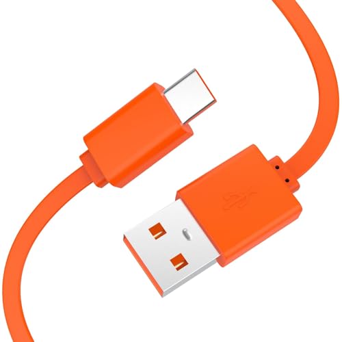 Toxaoii USB Typ C Ladenetzkabel kompatibel mit JBL Charge 5, Charge 4, Go 3, JBL Flip 6, Flip 5, Pulse 4, JR POP, kabellosem JBL Endurance Peak-Lautsprecher (Orange/100cm) von Toxaoii