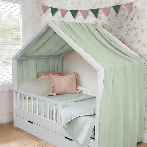 ToxyJopy Hausbett Himmel aus 100% Musselin Baumwolle – Handgemachte Hausbett Deko mit Stoffvorhang für Kinderzimmer – Betthimmel für Mädchen & Jungen ToxyJopy Hausbett Himmel aus 100% Musselin Baumwolle – Handgemachte Hausbett Deko mit Stoffvorhang für Kinderzimmer – Betthimmel für Mädchen & Jungen von ToxyJopy