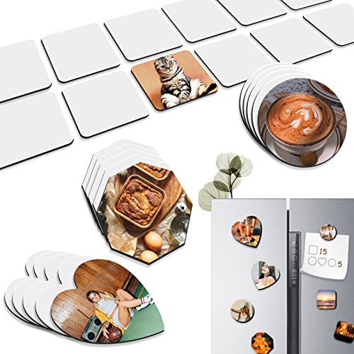 ToyaJeco Kühlschrankmagnete, 4 Stile, Sublimationsdruck, blanko, MDF-Sublimationsmagnete, Rohlinge, DIY, dekorative Magnete für Küche, Zuhause, Büro, Whiteboard, Kalender, 30 Stück von ToyaJeco