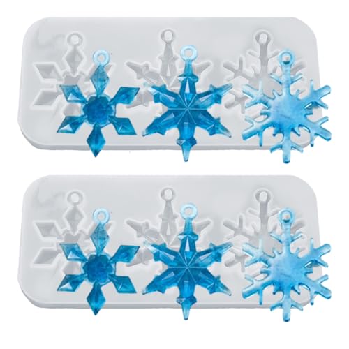 2 Satz Weihnachten Silikonformen, Schneeflocke Harz Formen, Silikon Hanging Tags Epoxy Harz Formen, Weihnachten Harz Formen Schneeflocke mit Loch, DIY Weihnachtsbaum Dekorationen 2 Satz Weihnachten Silikonformen, Schneeflocke Harz Formen, Silikon Hanging Tags Epoxy Harz Formen, Weihnachten Harz Formen Schneeflocke mit Loch, DIY Weihnachtsbaum Dekorationen von Toyhood