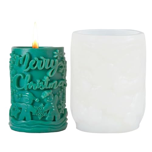 Toyhood Weihnachten Säule Kerze Formen, Weihnachtsbaum Schneeflocke Print Pillar Silikonform, Kerze Machen, DIY Kerze Seife Aromatherapie Liefert, für Weihnachten Party Home Decor (Weiß C) von Toyhood