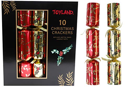 Toyland® 10 Luxus Holly Christmas Crackers von Toyland