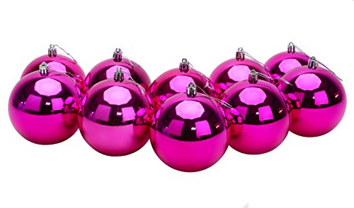 Toyland® 10 extra große Christbaumkugeln in 100 mm Farbe - Christbaumschmuck (Pink) von Toyland