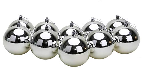 Toyland® 10 extra große Christbaumkugeln in 100 mm Farbe - Christbaumschmuck (Silber) von Toyland