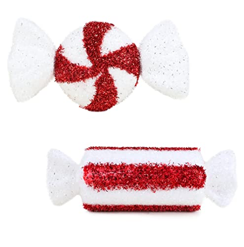 Toyland® 2er-Pack - 28 cm rot-weiße Riesen Sparkly Sweets Weihnachtsbaum-Hängedekoration von Toyland