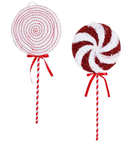 Toyland® 2er-Pack - Rot-weiße Riesen-Sparkly Lollipop-Weihnachtsbaum-Hängedekoration (37cm) von Toyland