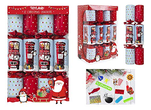 Toyland® Packung mit 12 Weihnachtsfeier Gefälligkeiten mit Briefkasten und Rotem Busdesign - Britisches Weihnachtsthema von Toyland