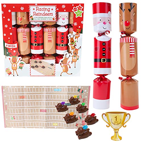 Toyland® Packung mit 6 lustigen Weihnachtscrackern mit Santa-Charakter, um in die Werkstatt des Weihnachtsmanns zu rennen von Toyland