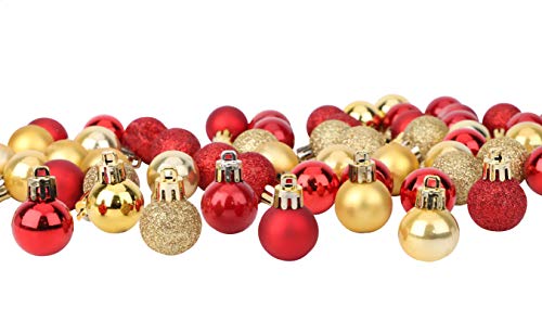 Toyland® - Set mit 64 Mini-Weihnachtskugeln, 32 x rot, 32 x goldfarben, 2,5 cm (25 mm) von Toyland