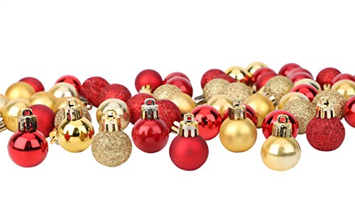 Toyland® - Set mit 64 Mini-Weihnachtskugeln, 32 rot, 32 Gold, 2,5 cm (25 mm) von Toyland