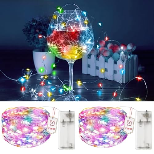 2 Stück LED Lichterkette mit Timer, 2M 20LEDs Farbige Lichterketten Batteriebetrieben, IP65 Wasserdicht, Innen/Außen Lichterkette für Weihnachten, Schlafzimmer, Party, Hochzeit, Baumdekoration 2 Stück LED Lichterkette mit Timer, 2M 20LEDs Farbige Lichterketten Batteriebetrieben, IP65 Wasserdicht, Innen/Außen Lichterkette für Weihnachten, Schlafzimmer, Party, Hochzeit, Baumdekoration von Toyone