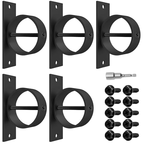 5 Stück Edelstahl-Seil-Zaunpfostenhalter, schwarz beschichtetes Halterungs-Set mit verstellbaren Gewinderingen, inklusive Schrauben und Bohrer, ideal für den Außenbereich von Toyosport