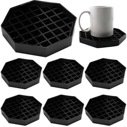 8 Stück Kaffee-Tropfschalen für Kaffeebar, achteckige Kunststoff-Tropfschalen, Tassen-Untersetzer 10,5 × 10,5 × 2 cm, ideal für Tassen, verhindert Überlaufen von Toyosport