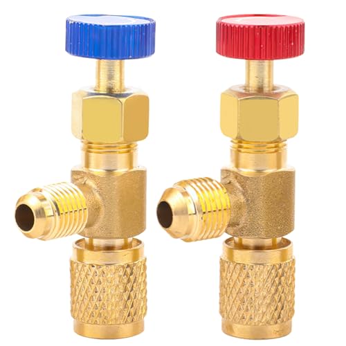 HVAC Kältemittel-Lade-Sicherheitsventil, Messing Low Loss Fittings, 5/16 auf 1/4 R410A R22 R32 Schnellanschluss-Adapter-Set, HVAC-Werkzeug für Zuhause AC von Toyosport