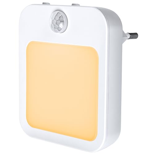 Toys4Boys LED Nachtlicht mit Bewegungsmelder - Nachtlicht Steckdose mit Bernsteinorangefarbenem Licht - Kleine Nachttischlampe Dimmbar - Steckdosenlampe Augenschonend - Bewegungsmelder Licht 230V von Toys4Boys