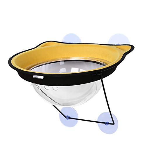TIREOW Suction Cup Cats Hammock Perch Window Cats Resting Seat House with Space Hood Durable Hanging Line Nests (Gelb) von Toysmith