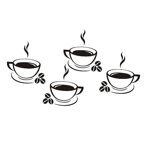 2 Blätter Kaffeetassen Wandtattoo Ablösbare Wandaufkleber für Wohnzimmer Schlafzimmer Designs für Glatte Oberflächen von Toyvian