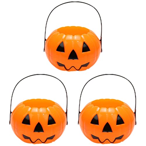 Toyvian 3st Kürbis Eimer Kürbiseimer Aus Kunststoff Süßigkeiten-leckereien-Korb Mini-kürbis-leckerli-Eimer Squish Ähm Matschig Mini-kürbiseimer Halloween Partybedarf Plastik Kind von Toyvian