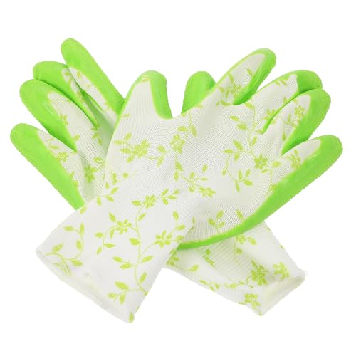 Toyvian 1 Paar Gartenhandschuhe für Damen Robuste Atmungsaktive Arbeitshandschuhe mit Dornensicherer und Rutschfester Textur für Gartenarbeit mit Stilvollem Muster Weiß Grün von Toyvian