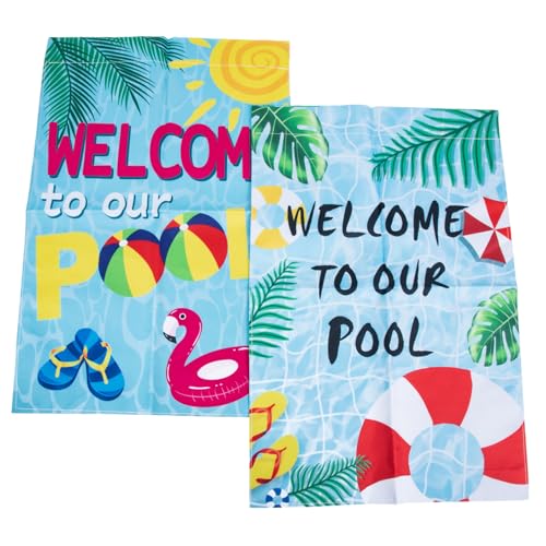 Toyvian 1 Satz Gartenfahne Gartenflagge Für Pool Outdoor- Außenflagge Sommer-pool-gartenflagge Sublimationsgartenflagge Garten Hängende Flagge Freibad Polyestertuch Bunt 2 Stück von Toyvian