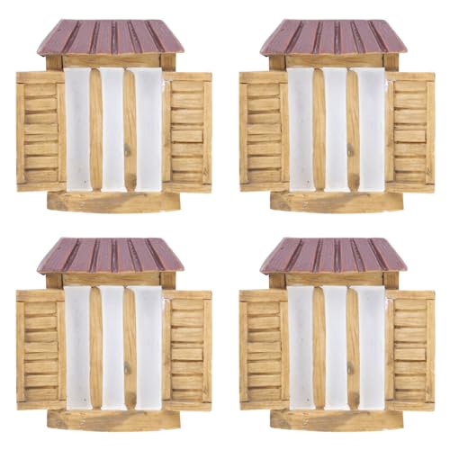 Toyvian 1 Satz Harzfensterzubehör Mini -gartendekorationen Ornamente Fee Outdoor- Miniaturen Im Freien Miniaturdekoration Mini-Fenster Aus Harz Mini-harzfenster 4 Stück von Toyvian