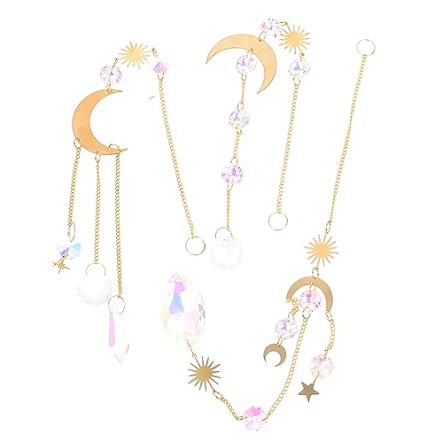 Toyvian 1 Satz Sonne-mond-Ornament Rezeption Fänger Dekoration Ornamente Hochzeitsdekor Im Freien Reiz Prismen Prisma Hängend Deckenleuchten Golden Kristall 3 Stück von Toyvian